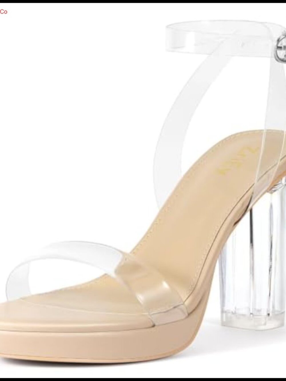 Clear Chunky Block Platform Heeled Sandals Ankle Strap 4 Inch Party Dress